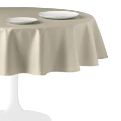 Nappe ronde en lin et coton enduit anti-tache