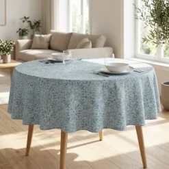 Nappe ronde en polycoton enduit anti-tache graphique