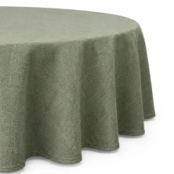 Nappe ronde en polycoton enduit anti-tache unie
