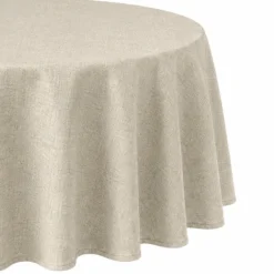Nappe ronde en polycoton enduit anti-tache unie