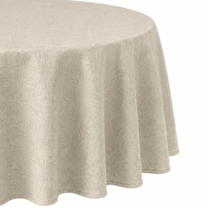 Nappe ronde en polycoton enduit anti-tache unie