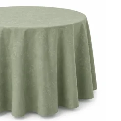 Nappe ronde en polycoton jacquard enduit anti-tache