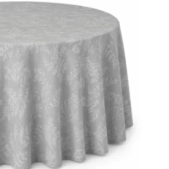 Nappe ronde en polycoton jacquard enduit anti-tache