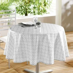 Nappe ronde en PVC à imprimés géométriques