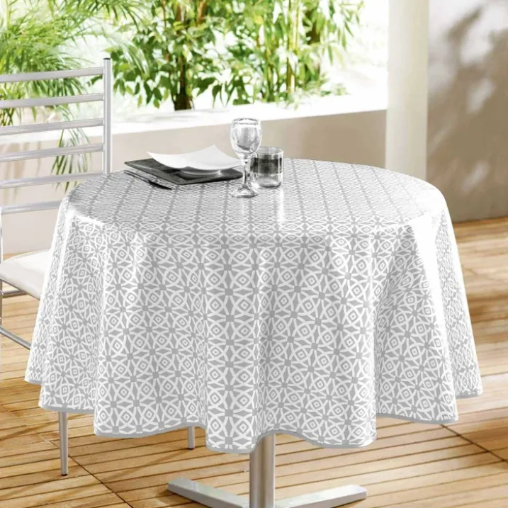 Nappe ronde en PVC à imprimés géométriques