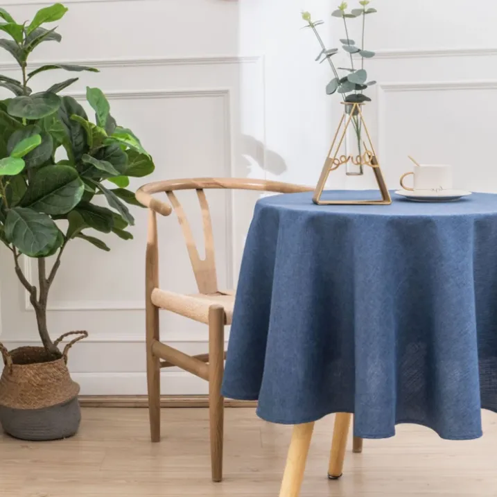 Nappe ronde infroissable et anti-tâches