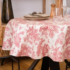 Nappe ronde toile de Jouy plastifiée