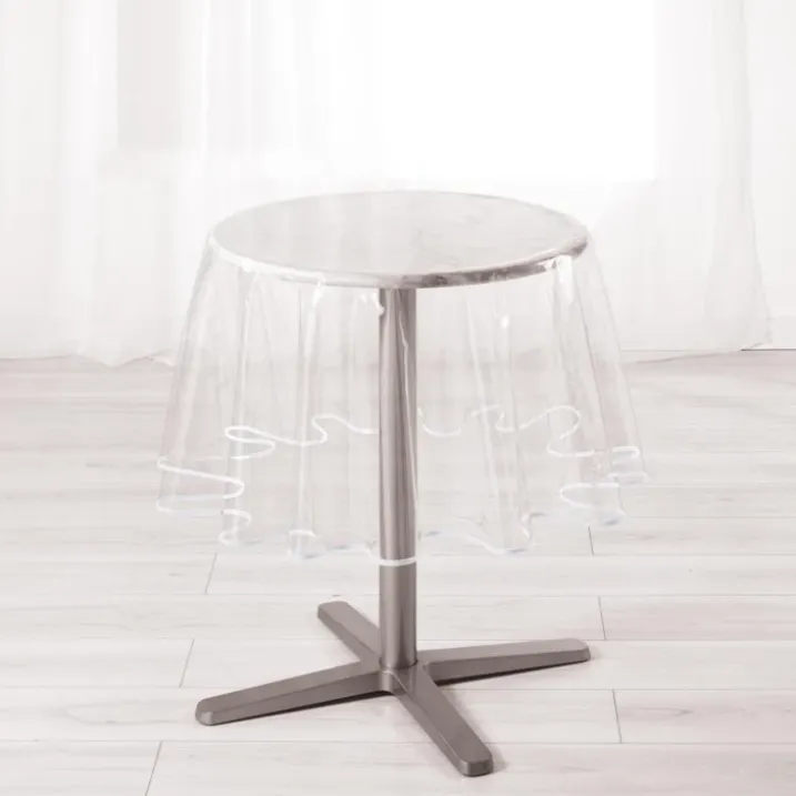 Nappe rondetransparente ourlet coloré