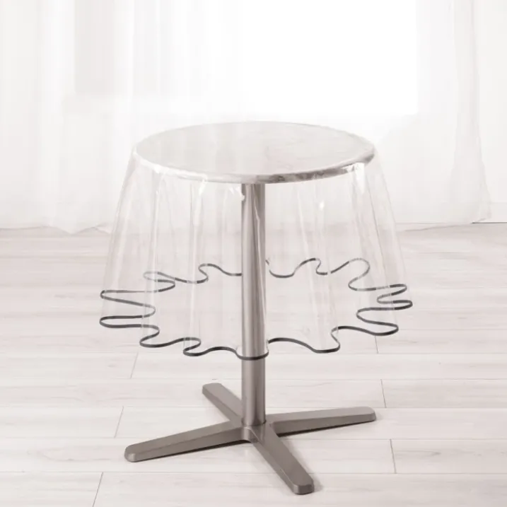 Nappe rondetransparente ourlet coloré