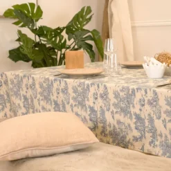 Nappe toile de Jouy rectangulaire plastifiée