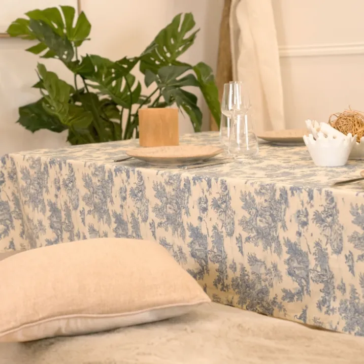 Nappe toile de Jouy rectangulaire plastifiée