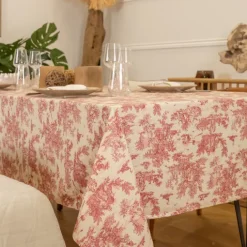 Nappe toile de Jouy rectangulaire plastifiée