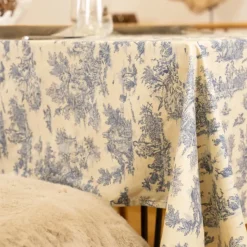 Nappe toile de Jouy rectangulaire plastifiée