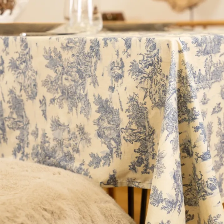 Nappe toile de Jouy rectangulaire plastifiée