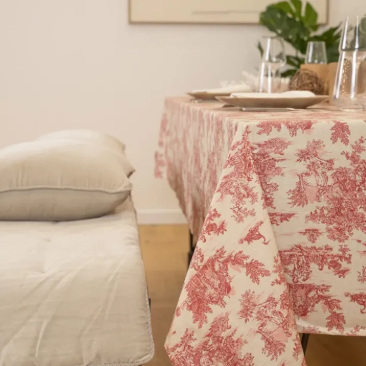 Nappe toile de Jouy rectangulaire plastifiée