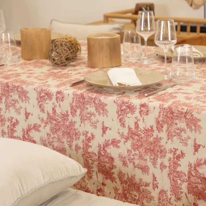 Nappe toile de Jouy rectangulaire plastifiée