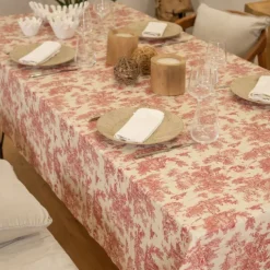 Nappe toile de Jouy rectangulaire plastifiée