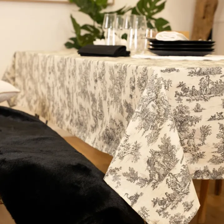 Nappe toile de Jouy rectangulaire plastifiée