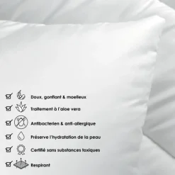 Oreiller respirant moelleux premium avec traitement anti-acarien