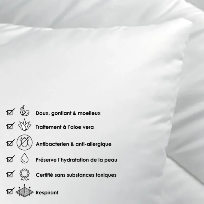 Oreiller respirant moelleux premium avec traitement anti-acarien