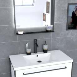 Pack caisson vasque et miroir à led