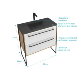 Pack meuble à tiroirs avec vasque en résine
