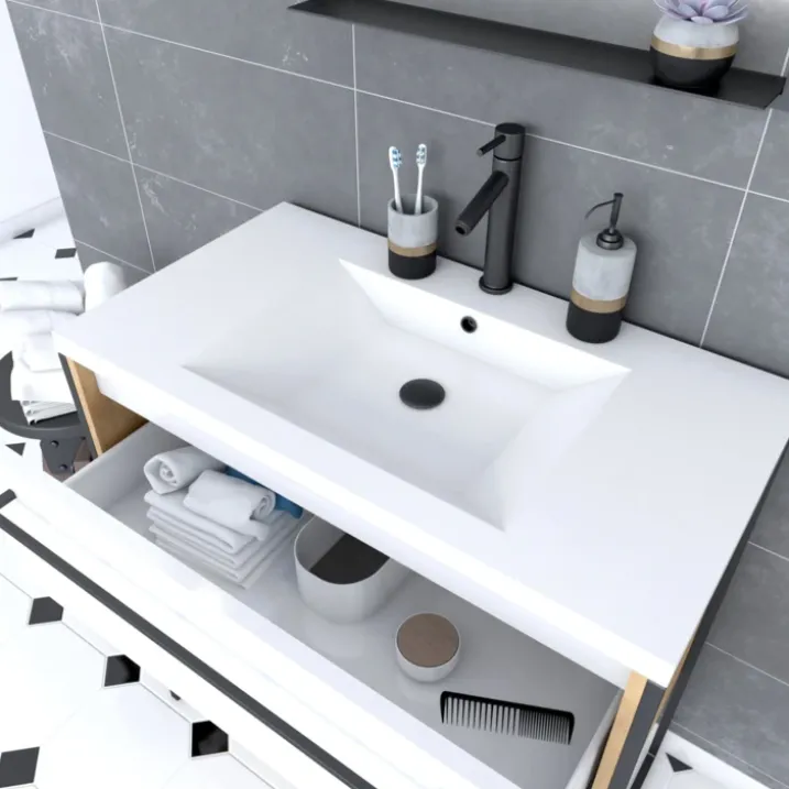 Pack meuble à tiroirs avec vasque en résine
