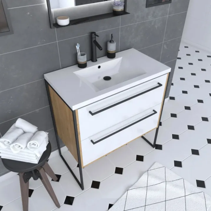 Pack meuble à tiroirs avec vasque en résine