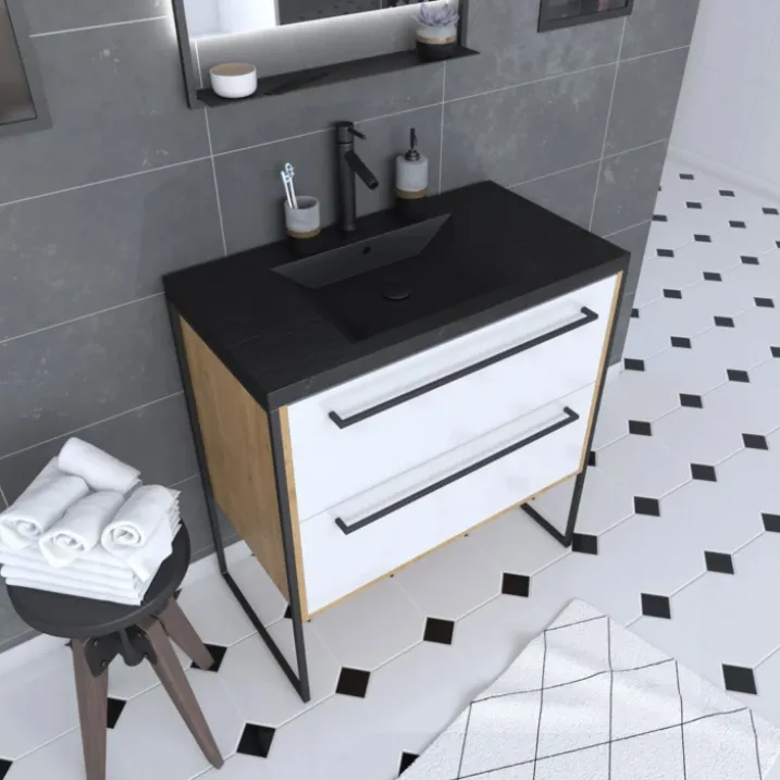 Pack meuble à tiroirs avec vasque en résine