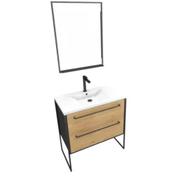Pack meuble à 2 tiroirs vasque et miroir simple