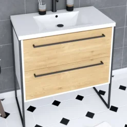 Pack meuble à 2 tiroirs vasque et miroir simple