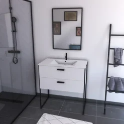 Pack salle de bain avec miroir et vasque en céramique