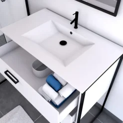 Pack salle de bain avec miroir et vasque en céramique