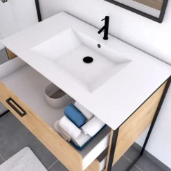 Pack salle de bain avec miroir et vasque en céramique
