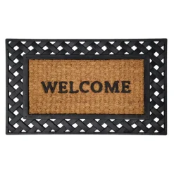 Paillasson en coco et caoutchouc avec inscription Welcome