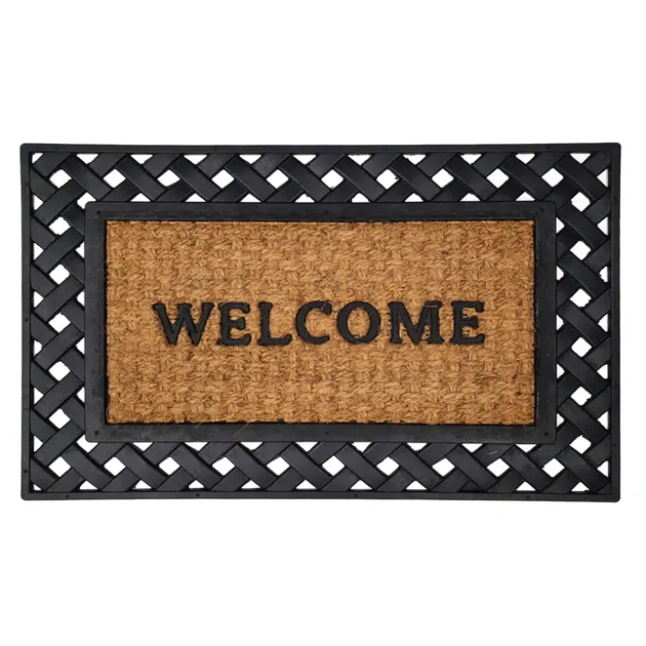 Paillasson en coco et caoutchouc avec inscription Welcome