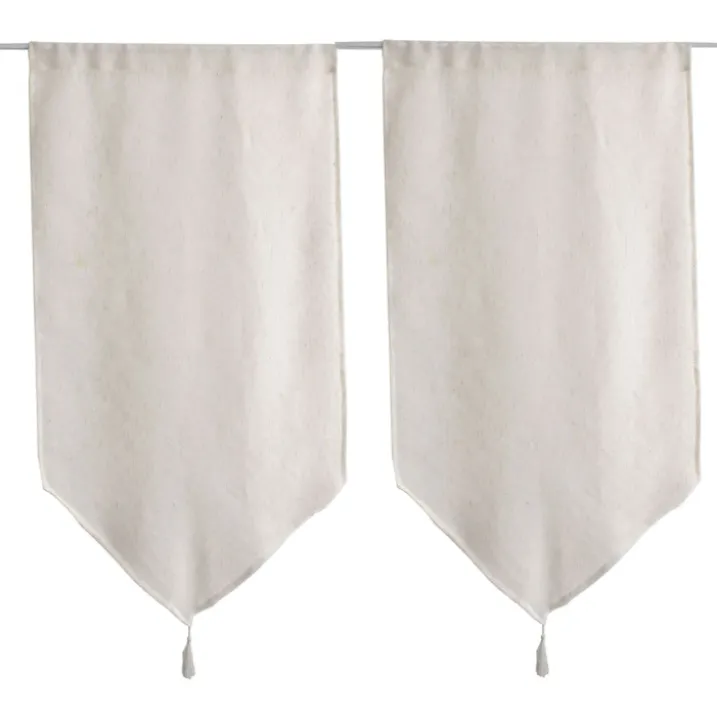 Paire de petits rideaux aspect lin finition pointe