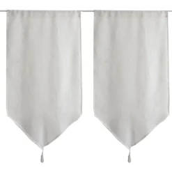Paire de petits rideaux aspect lin finition pointe