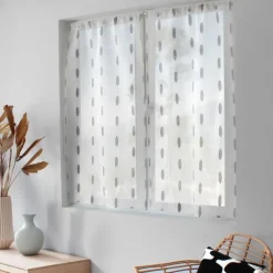 Paire de petits vitrages jacquard motif ovale