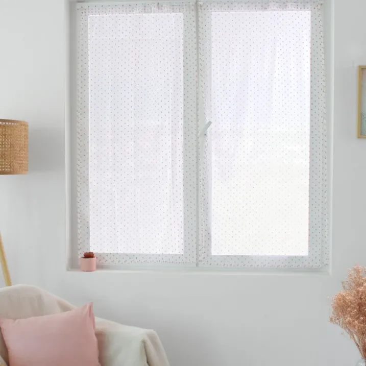 Paire de petits vitrages à plumetis en organza