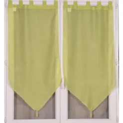 Paire de petits voilages anis en pointe avec pompon