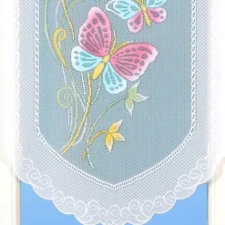 Paire de petits voilages en dentelle motifs papillons