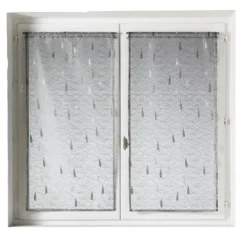 Paire de petits voilages en organza jacquard motifs de gouttes