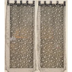 Paire de petits voilages motif de bulles argentées