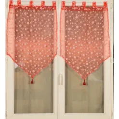 Paire de petits voilages motif de bulles argentées
