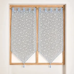 Paire de petits voilages motif de bulles argentées