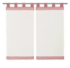 Paire de petit voilage vichy rouge et blanc