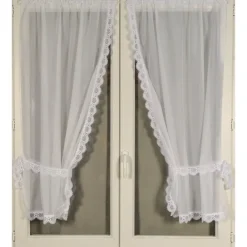 Paire de rideaux bonne femme à bord macramé