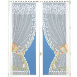 Paire de rideaux "Bonne-Femme" dentelle et franges