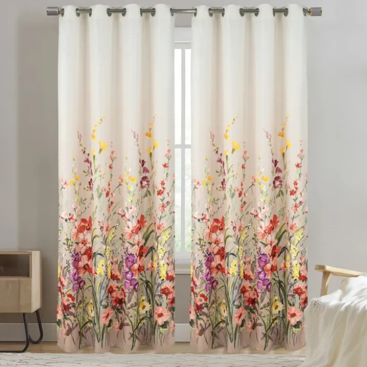 Paire de Rideauxoccultants motif floral